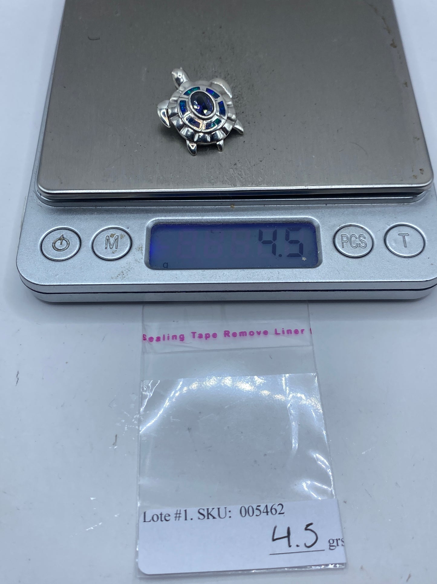 Dije de Plata Ópalo de Fuego Azul con Cadena — Taxco .950 — foto 6