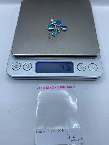 Dije Mariposa Plata Ópalo de Fuego Azul — Taxco .925 — foto 6