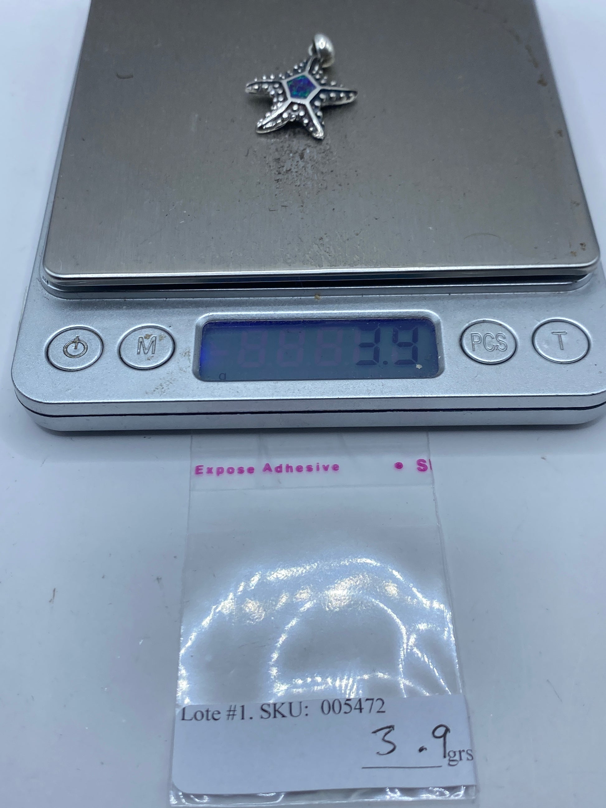 Dije Estrella de Mar Plata .950 con Ópalo de Fuego — foto 6