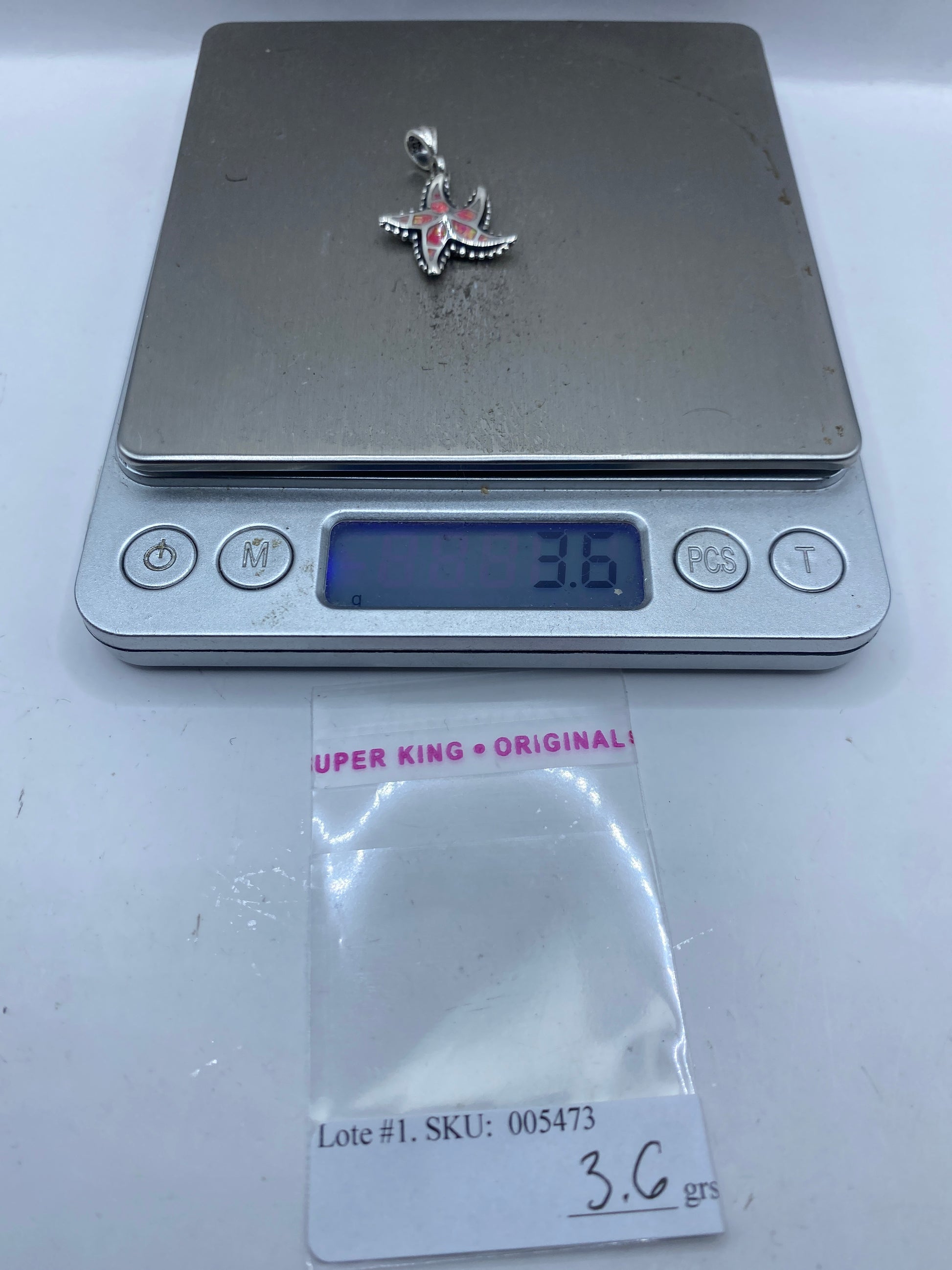 Dije Estrella de Mar Plata Ópalo de Fuego Rosa — Taxco .950 — foto 6