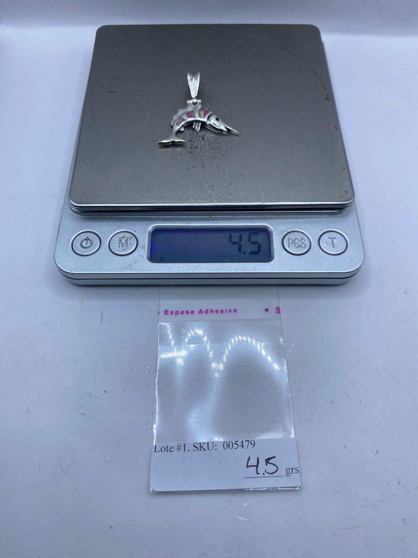 Dije Delfín en Plata .950 con Ópalo de Fuego Rosa — Taxco — foto 5