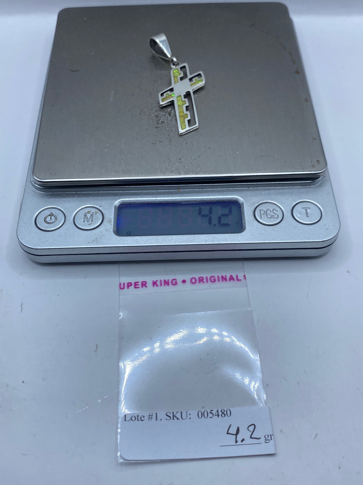 Dije Cruz de Plata .950 con Ópalo de Fuego — Taxco — foto 6