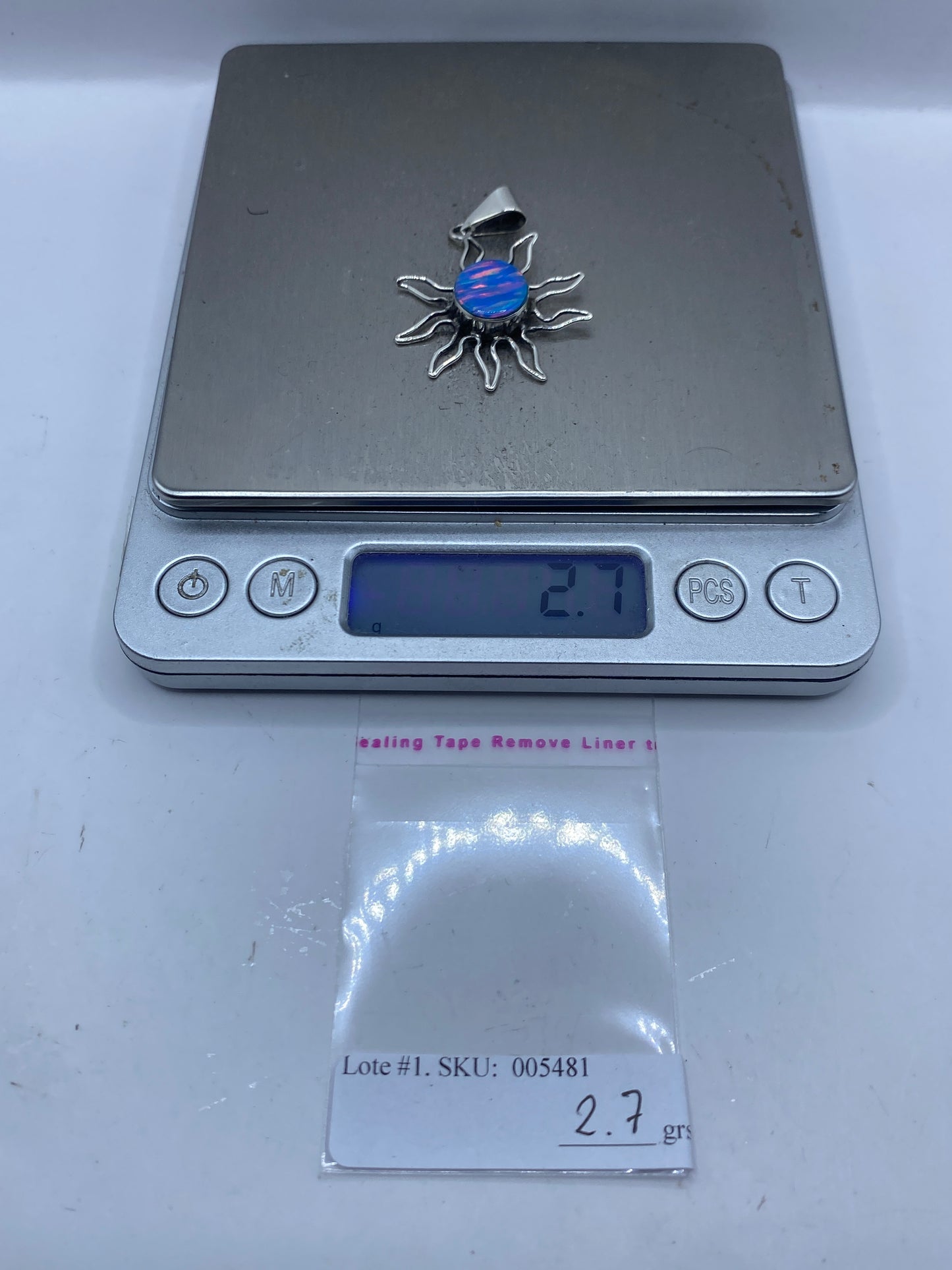 Dije Sol de Plata .950 con Ópalo de Fuego Azul — foto 6