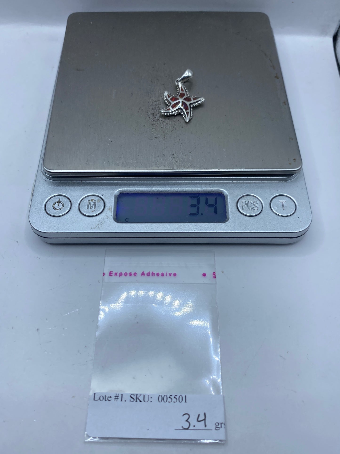 Dije Estrella de Mar Plata .950 con Ópalo de Fuego — foto 6