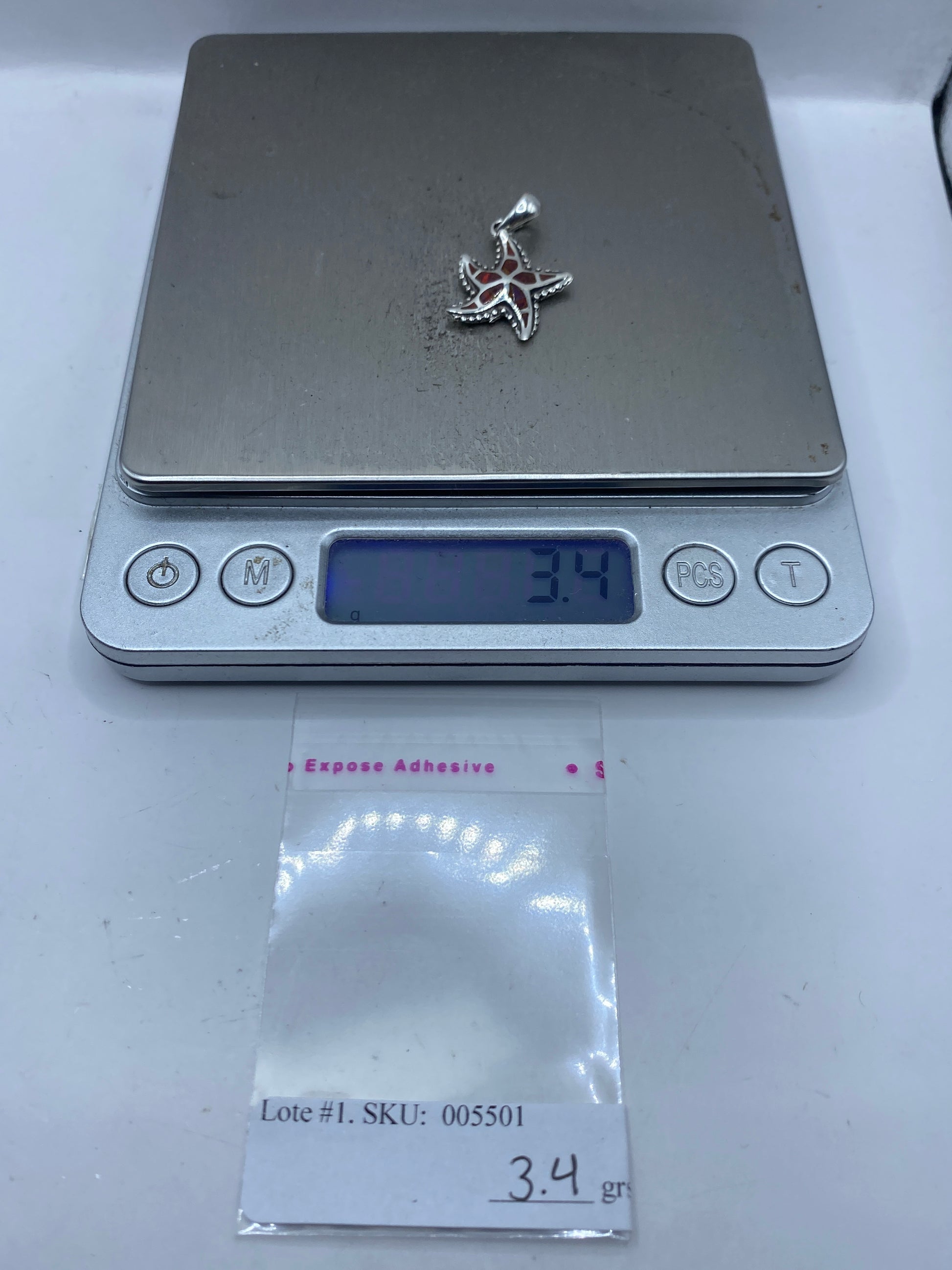 Dije Estrella de Mar Plata .950 con Ópalo de Fuego — foto 6