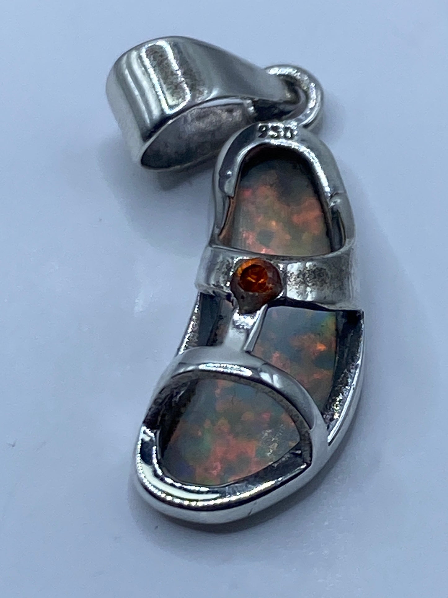 Dije Plata Zapato con Ópalo de Fuego — Taxco .950 — foto 5