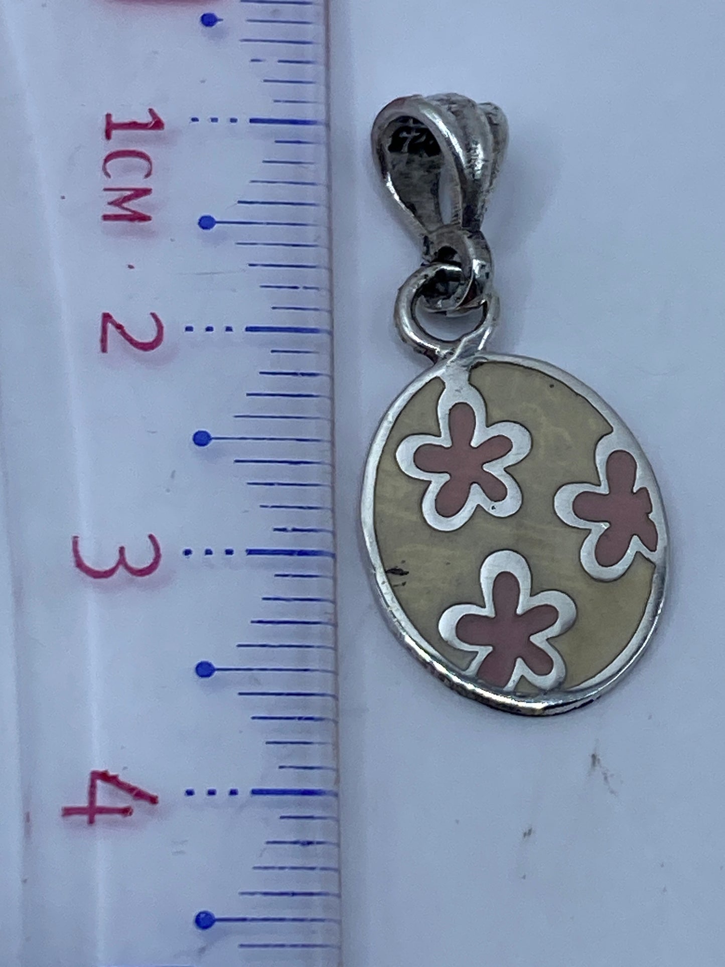 Dije de plata .925 sobre fondo blanco mostrando el Quinto y la argolla de cierre