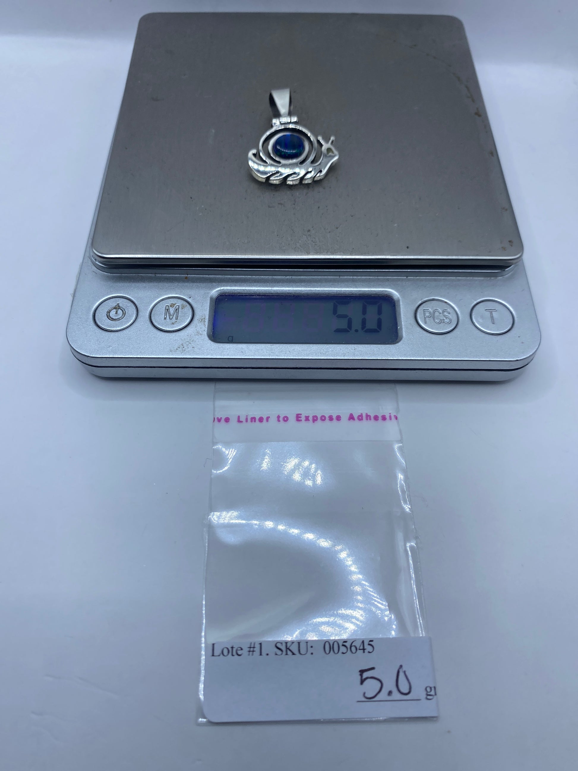 Dije Caracol Plata .950 con Ópalo de Fuego Azul — foto 6