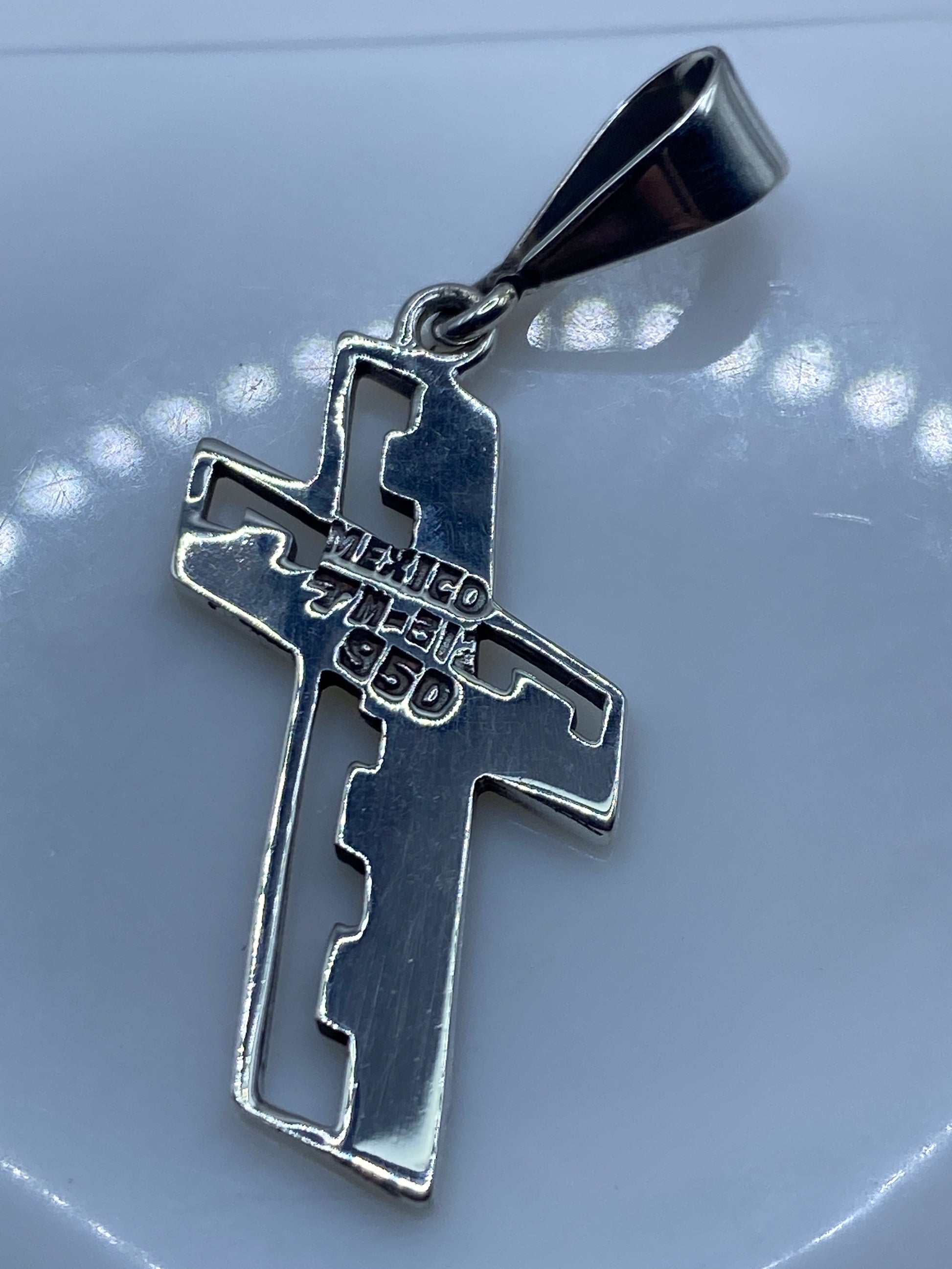 Dije Cruz Religiosa Plata .950 con Ópalo de Fuego — foto 5