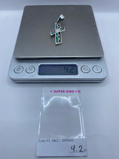 Dije Cruz Religiosa Plata .950 con Ópalo de Fuego — foto 6