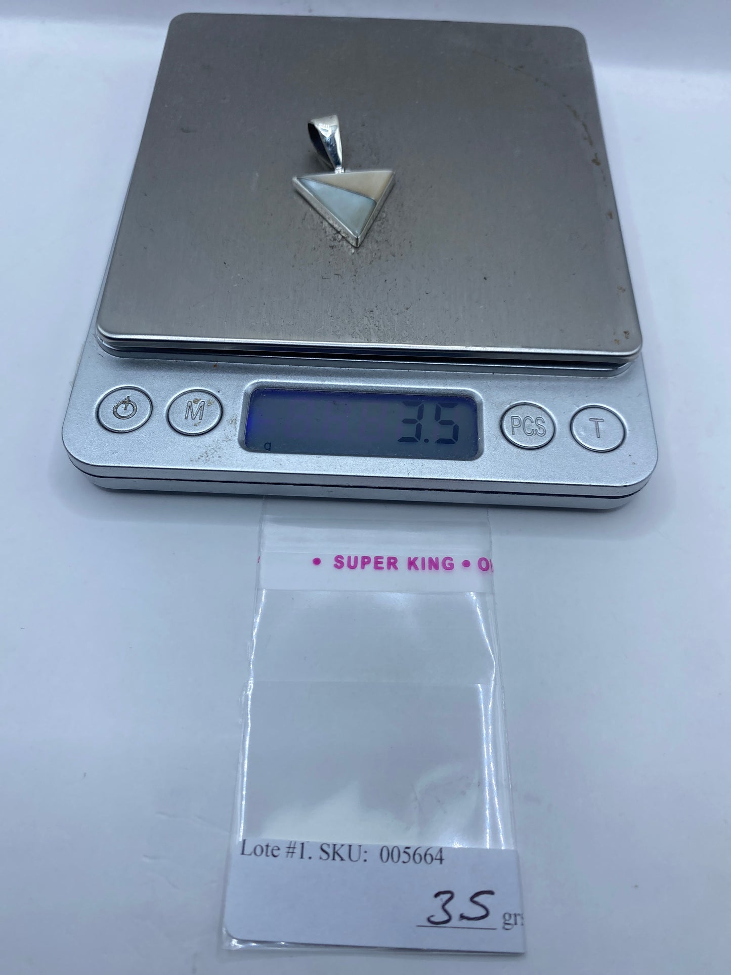 Dije Triangular Perla — Plata .950 Taxco — foto 6