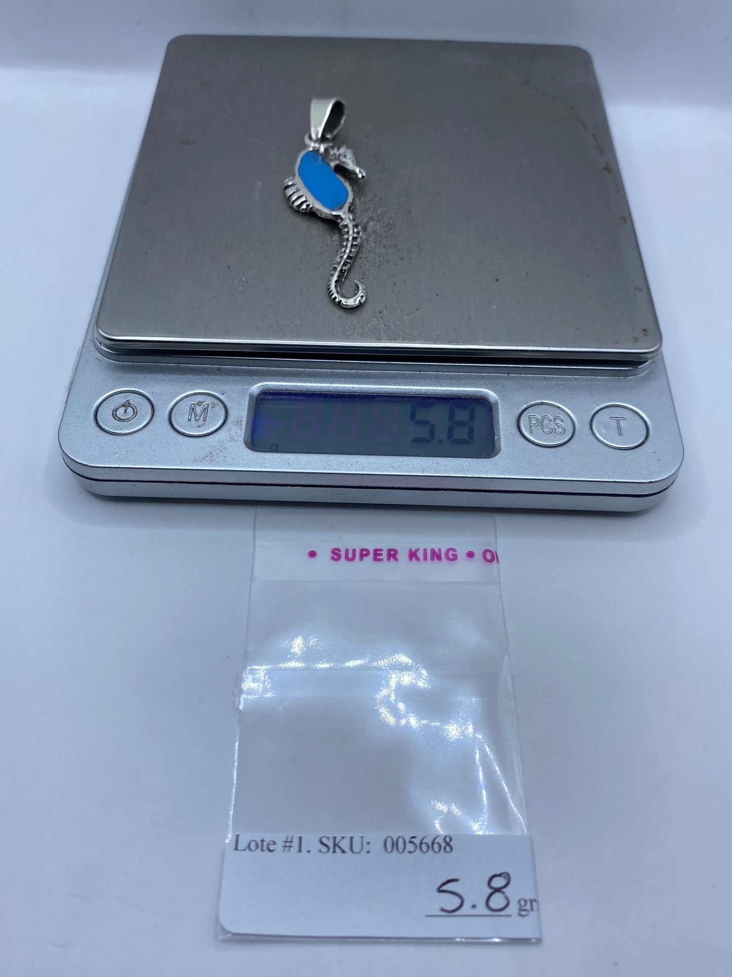 Dije Caballo Marino de Plata .925 con Piedra Azul — foto 6