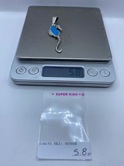 Dije Caballo Marino de Plata .925 con Piedra Azul — foto 6