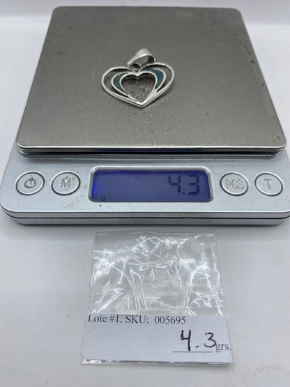 Dije Corazón Doble en Plata .950 con Ópalo de Fuego — foto 5