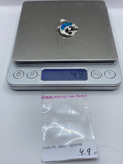 Dije Plata Ópalo de Fuego Azul — Taxco .925 — foto 5
