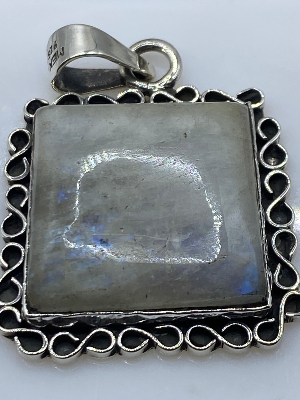Dije de Plata Cuadrado con Piedra Engastada — Taxco .925 — foto 5