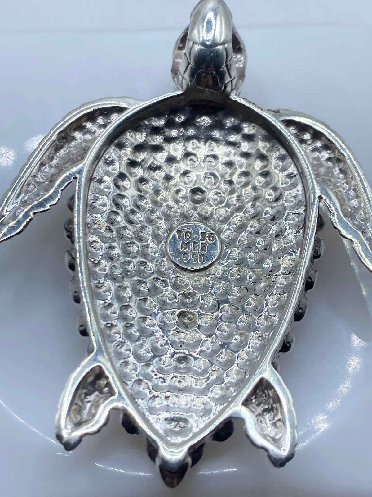 Dije Tortuga Plata .950 Ópalo de Fuego Naranja — foto 5