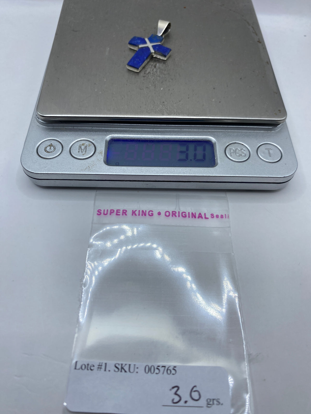 Dije Cruz de Plata .950 con Piedra Azul — Taxco — foto 6