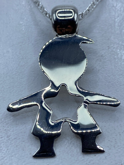 Dije de plata calado unisex, silueta infantil, 4.5 cm de largo, brillo espejo