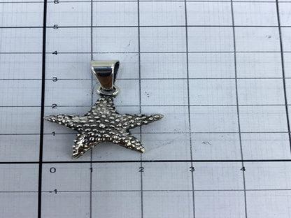 Estrella de mar de plata granulado con brillo natural, lista para tu cadena