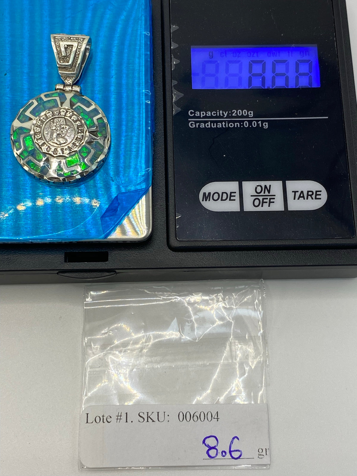 Dije Plata Ópalo de Fuego Azul Cielo — Taxco .950 — foto 6