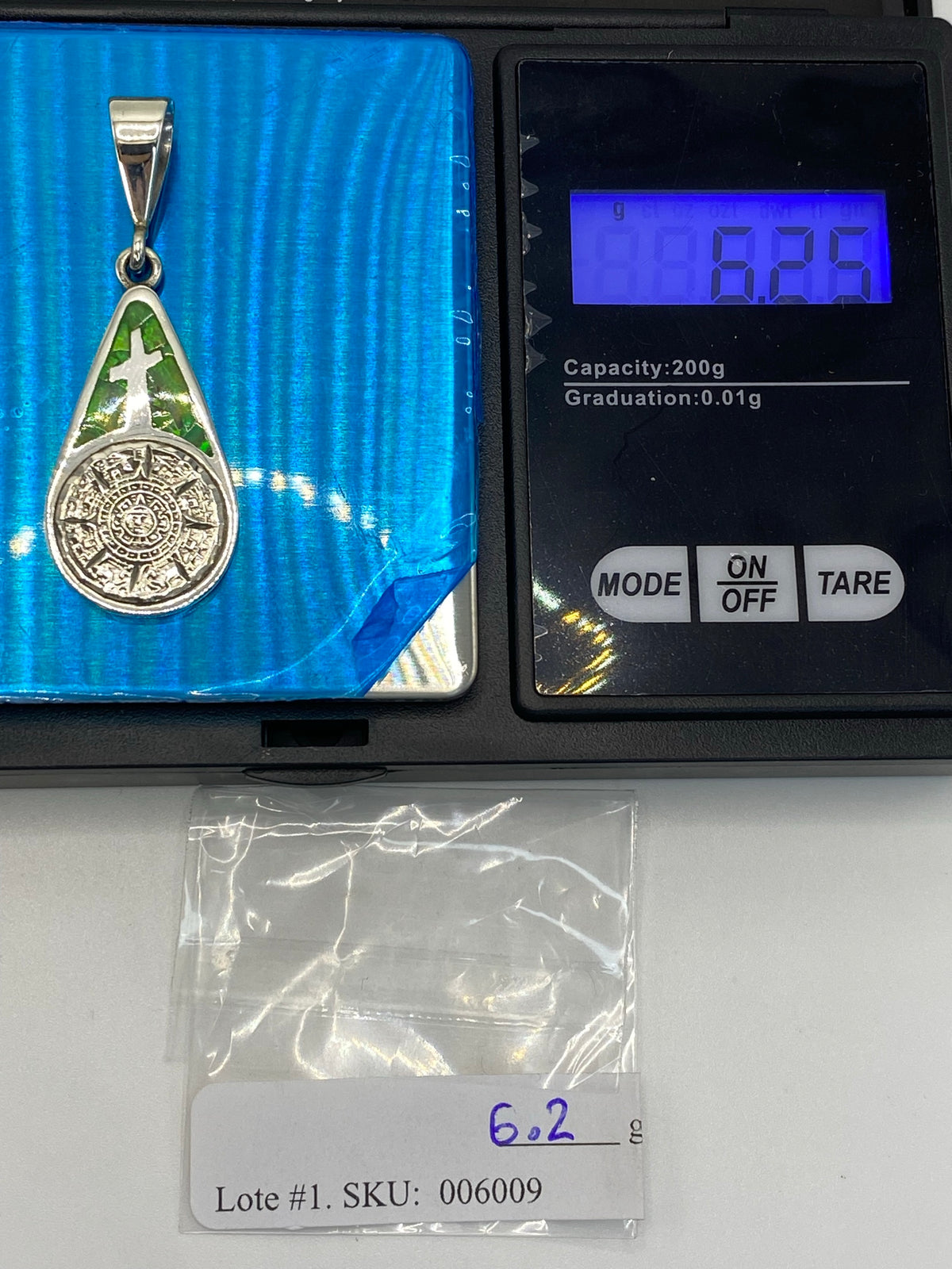 Dije Plata Calendario Azteca con Ópalo Verde — Taxco .950 — foto 6