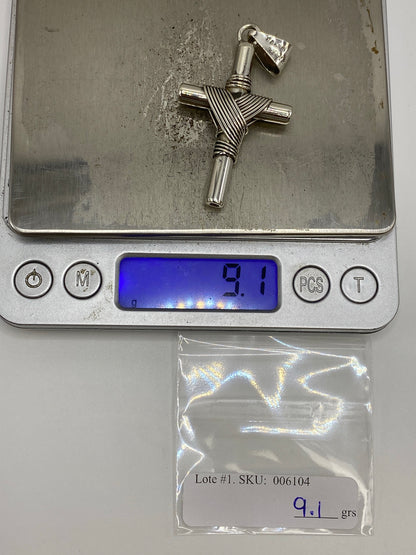 Dije Cruz de Plata 925 con Hilos Tejidos — Taxco — foto 6