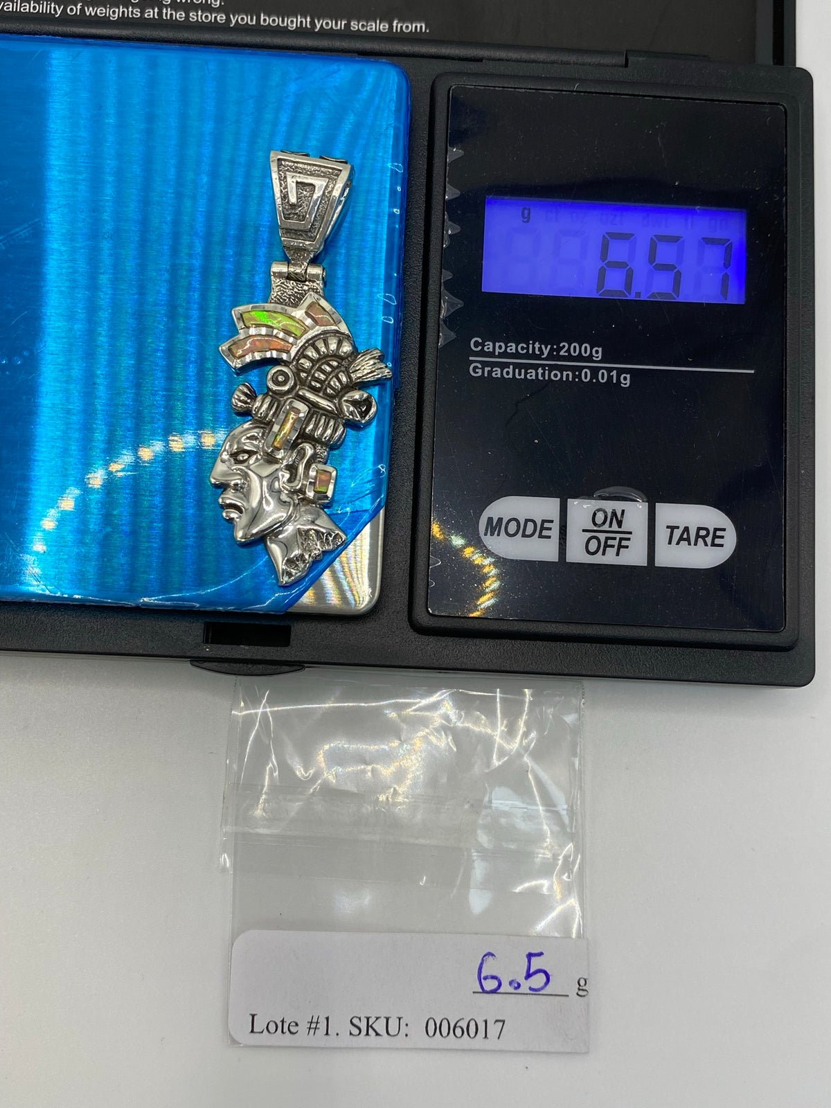Dije Prehispánico Plata .950 con Ópalo de Fuego — foto 6
