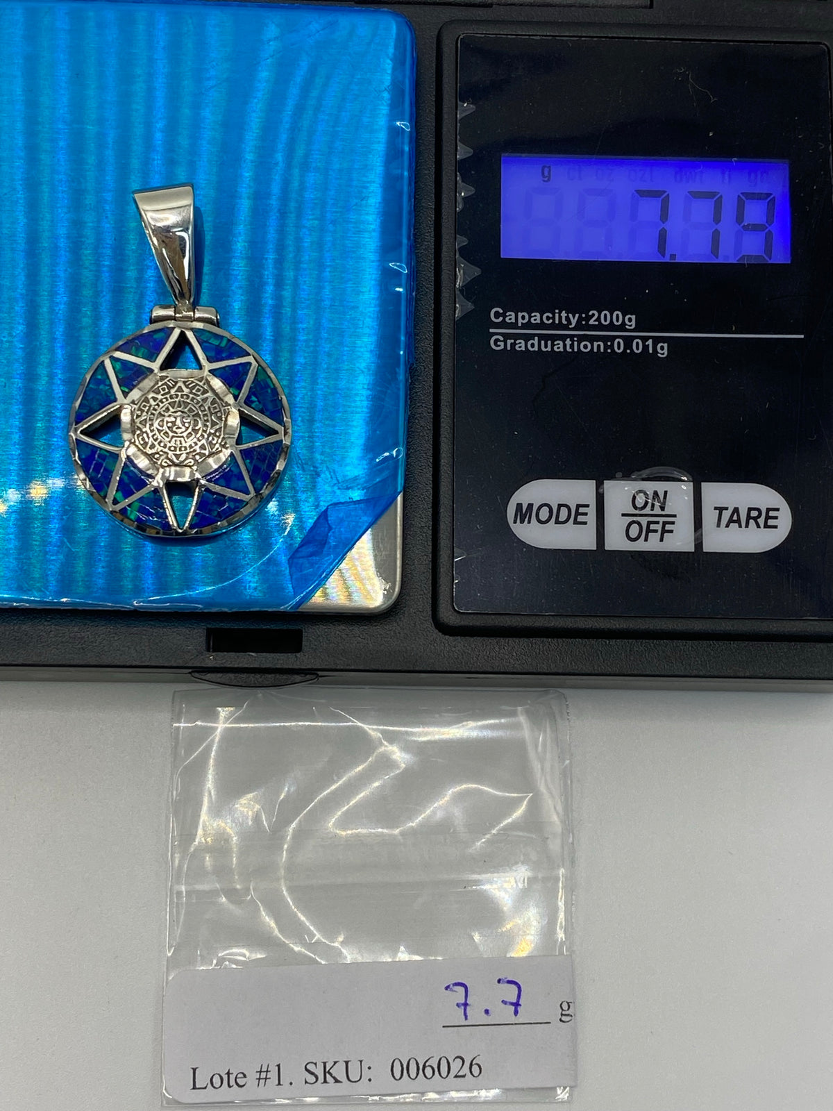 Dije de Plata Prehispánico con Ópalo de Fuego — Taxco .950 — foto 6