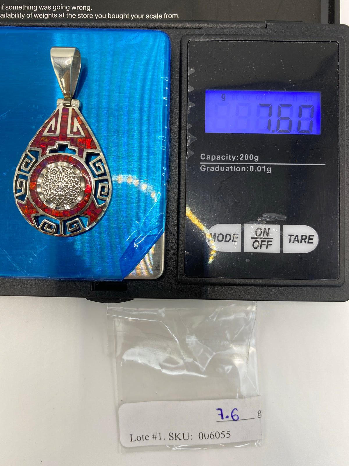 Dije Prehispánico Plata 950 con Ópalo de Fuego Rosa — foto 6