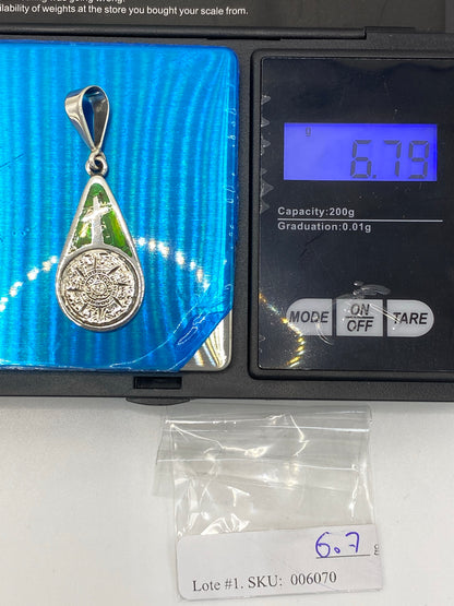 Dije Plata 950 Calendario Azteca con Ópalo Verde — foto 6