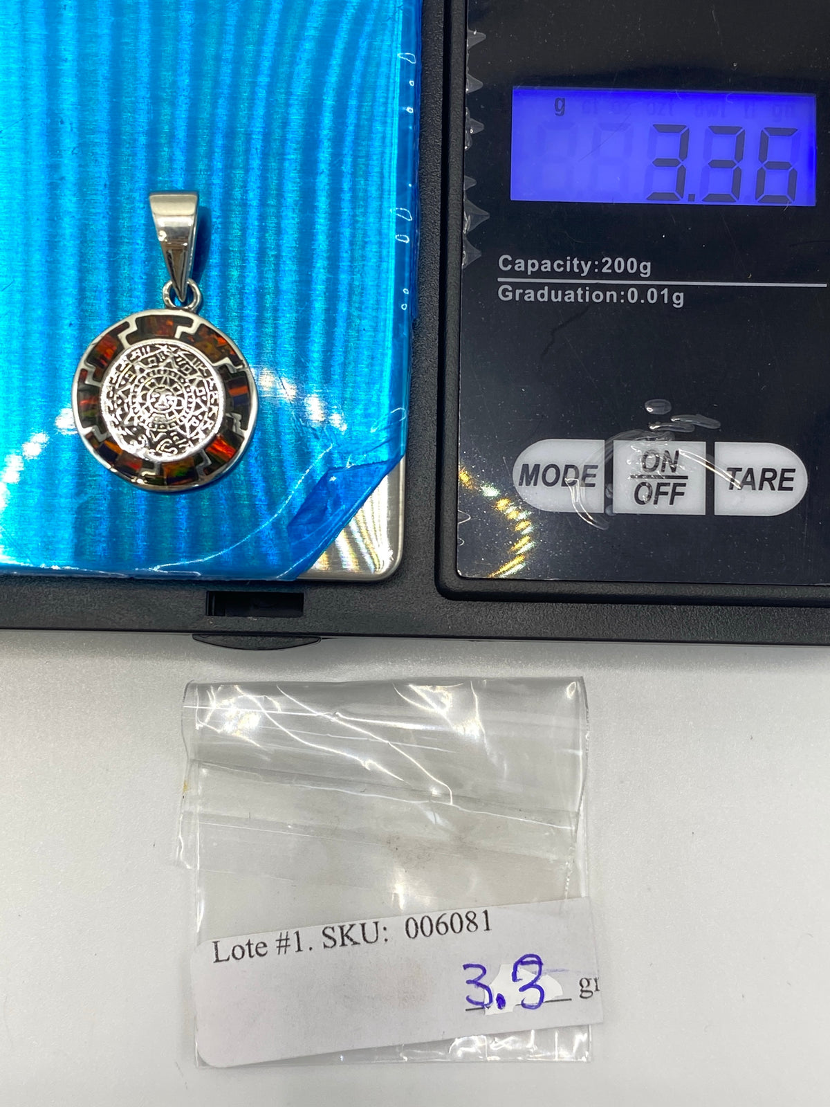 Dije Plata 950 Mandala Azteca con Ópalo de Fuego — foto 6