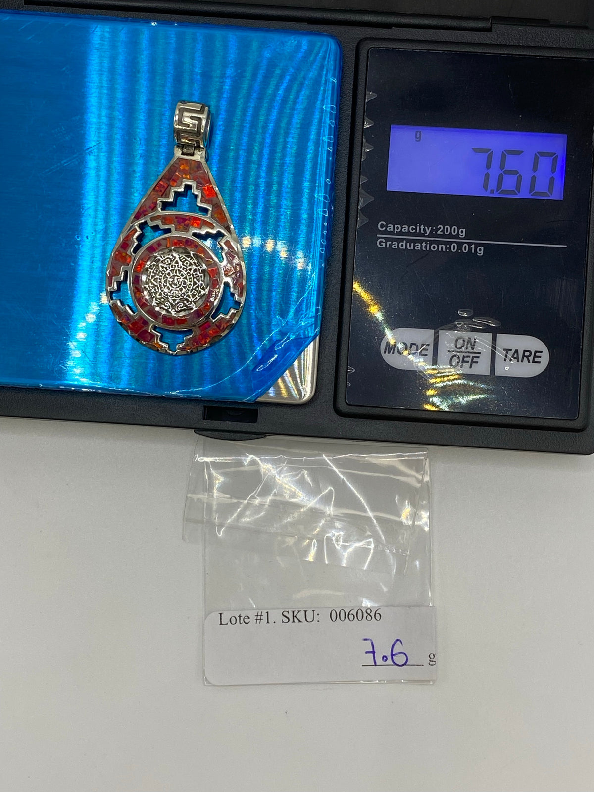 Dije Plata Prehispánico Ópalo de Fuego Rosa — Taxco 950 — foto 6
