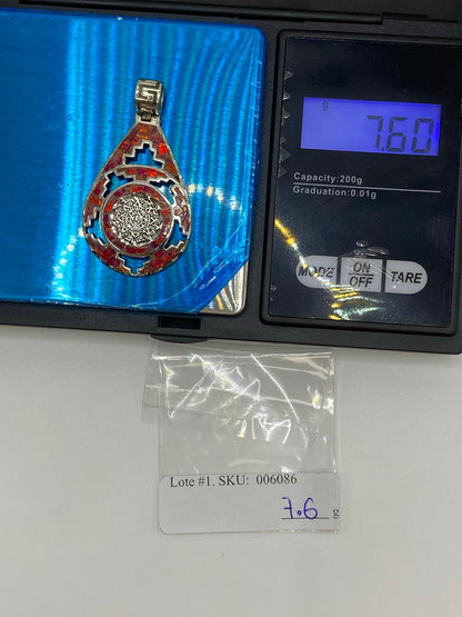 Dije Plata Prehispánico Ópalo de Fuego Rosa — Taxco 950 — foto 6
