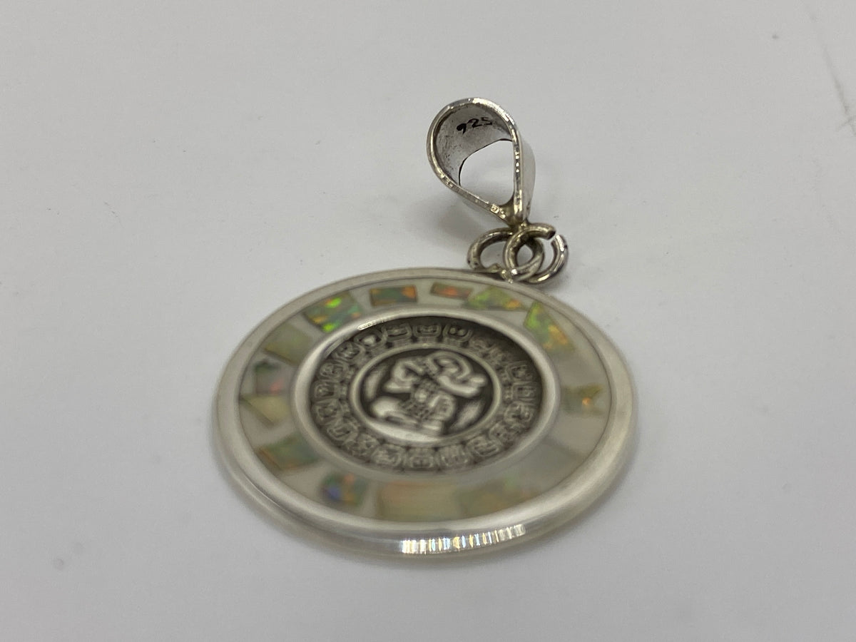 Dije Plata Calendario Azteca con Ópalo de Fuego — 3.5 cm — foto 5