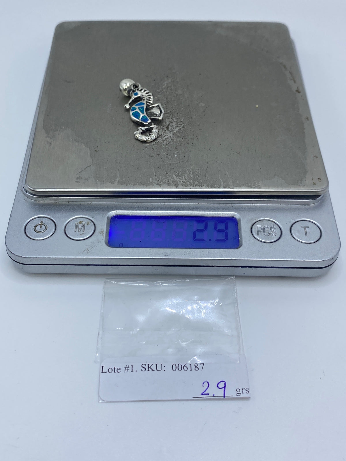 Dije Caballito de Mar Plata 950 con Ópalo de Fuego — foto 6