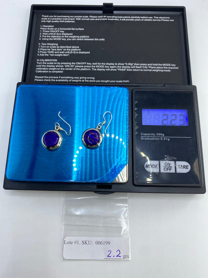 Aretes Plata con Ópalo de Fuego Azul — Taxco 925 — foto 6