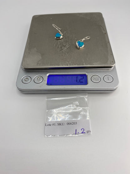 Aretes Corazón Plata 925 con Ópalo de Fuego Azul — foto 6