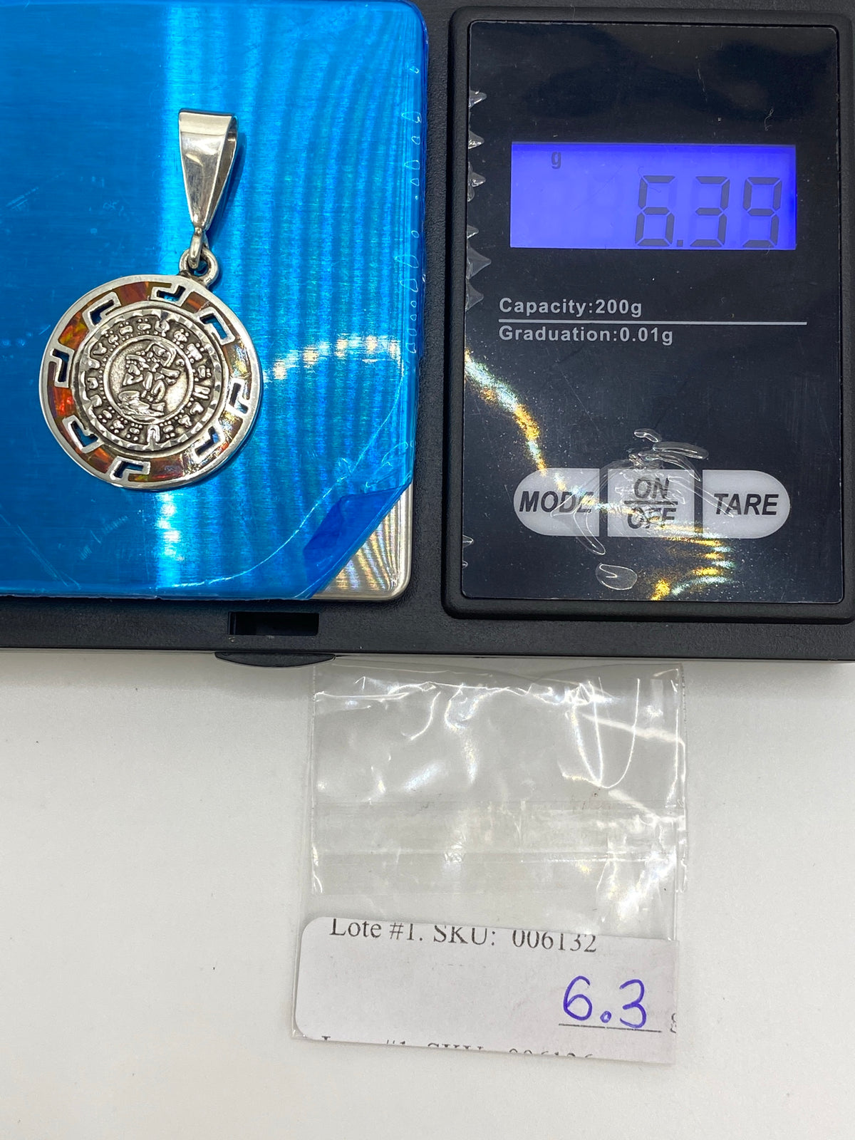 Dije Plata Calendario Azteca con Opalo de Fuego — Taxco 950 — foto 6