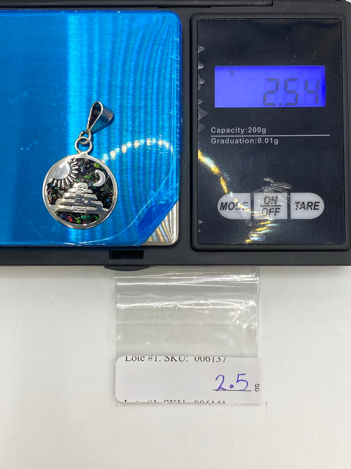 Dije Plata Pirámide Azteca con Ópalo Multicolor — foto 6