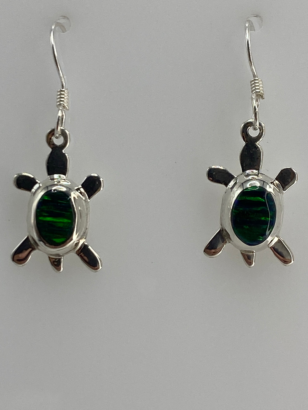 Par de aretes de plata 925 con ópalo de fuego verde, diseño de tortuga, par colgando