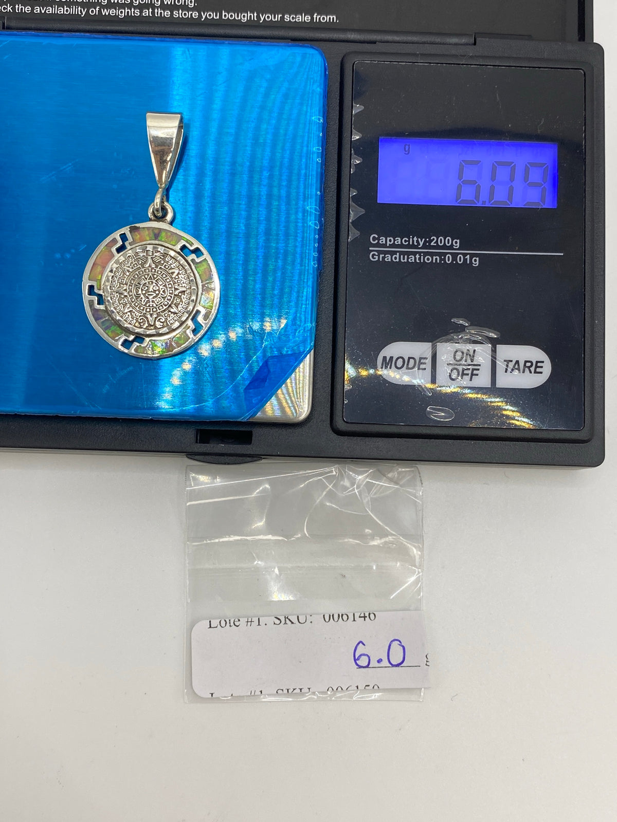 Dije Plata 950 Calendario Azteca con Ópalo de Fuego — foto 6