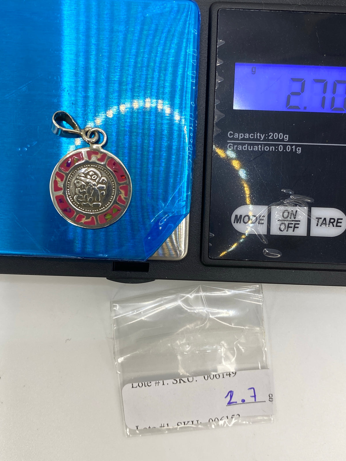Dije Plata Prehispánico con Ópalo de Fuego Rosa — foto 6