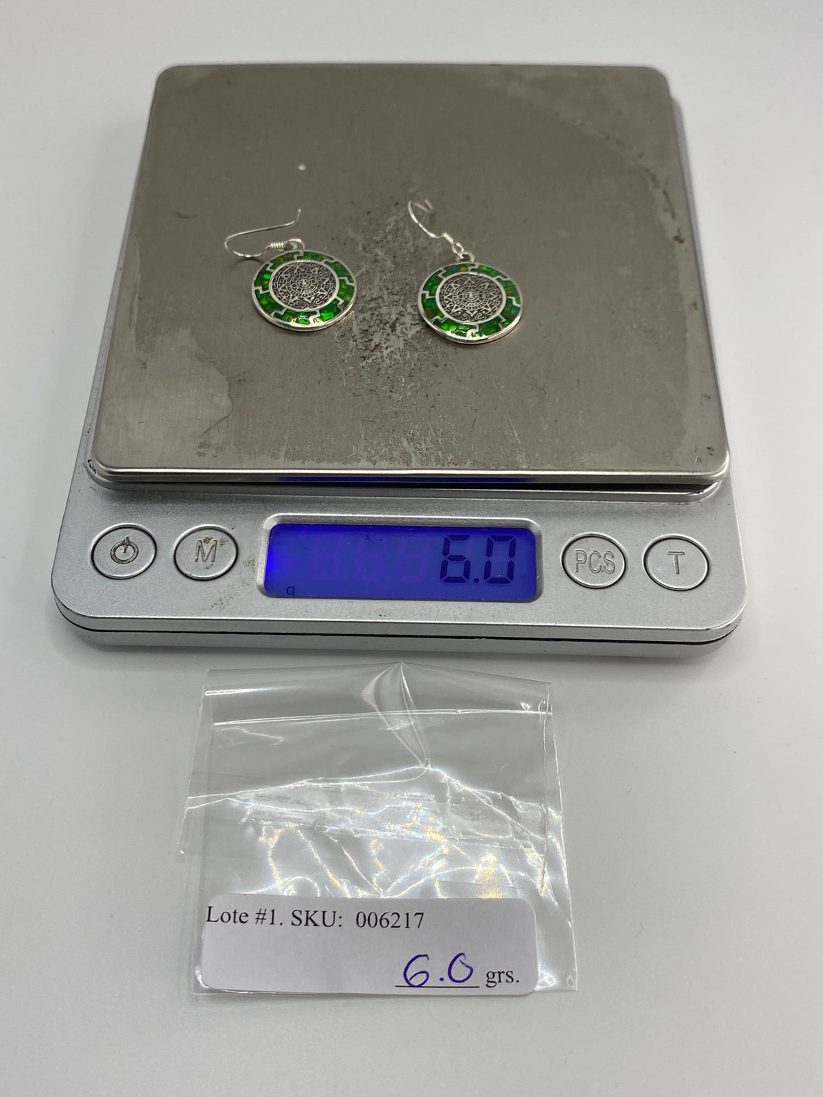 Aretes Plata Calendario Azteca con Ópalo de Fuego — 950 — foto 6