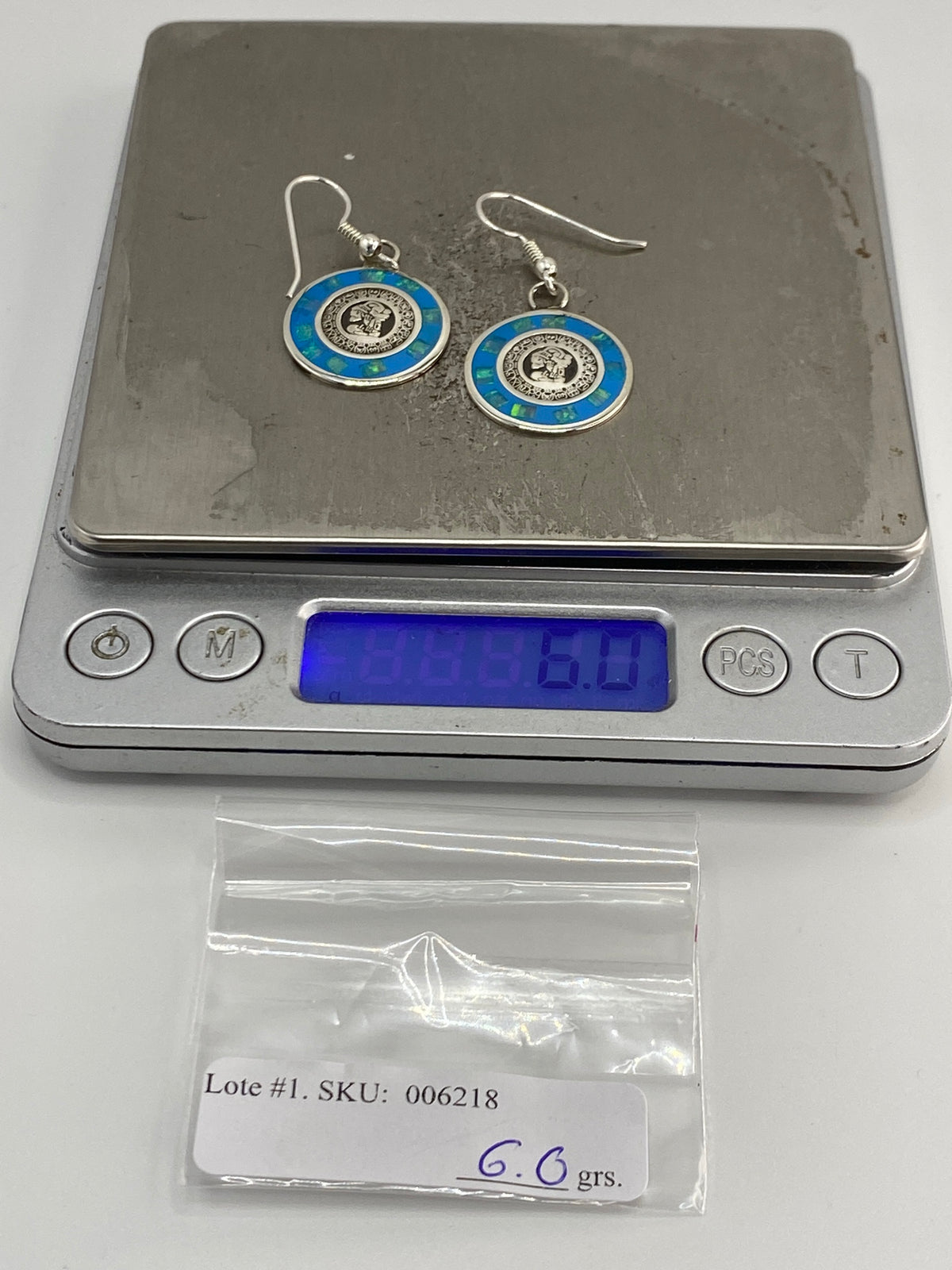 Aretes de Plata con Ópalo de Fuego Azul — Taxco 925 — foto 6