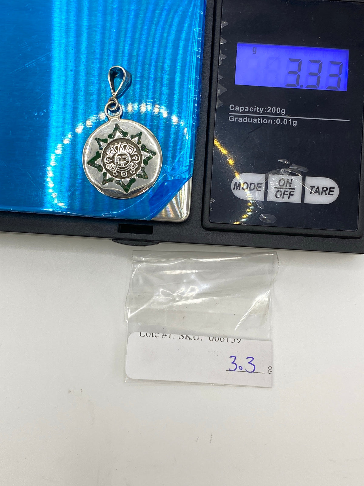 Dije Sol Azteca Plata 925 Ópalo de Fuego Verde — Taxco — foto 6
