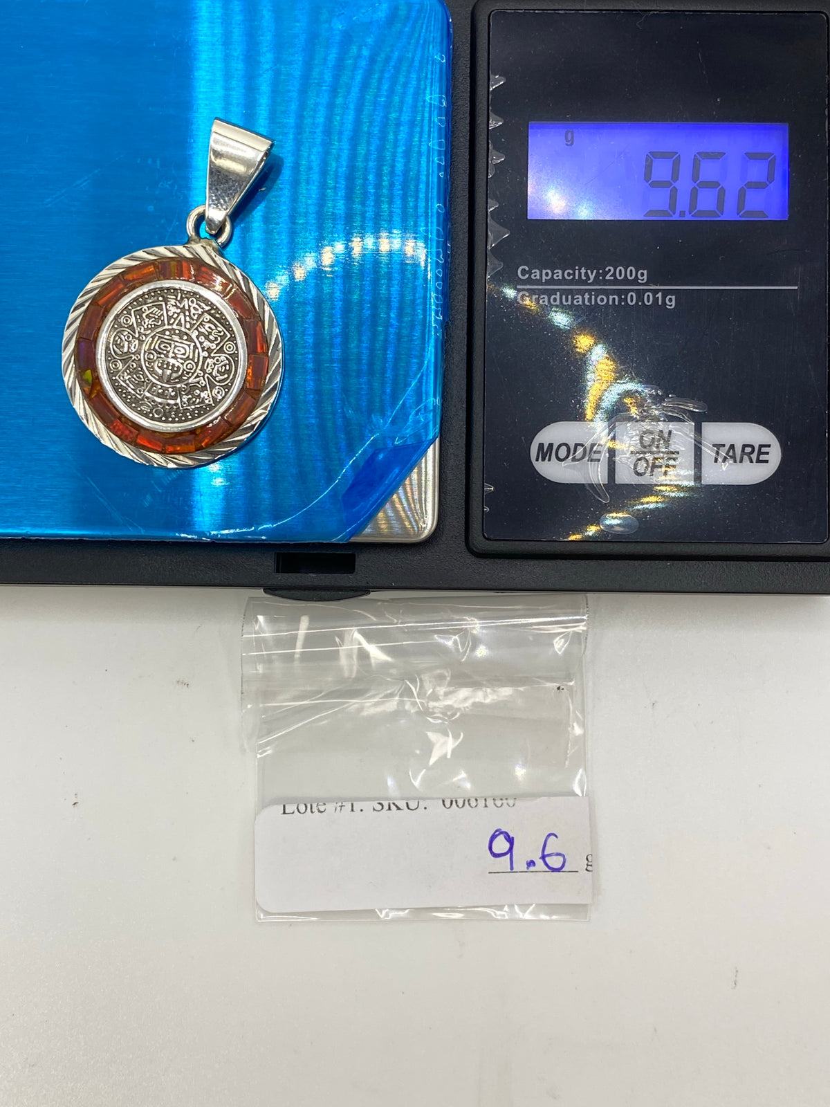 Dije Piedra del Sol Ópalo de Fuego — Plata 950 Taxco — foto 6