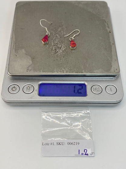 Aretes de Plata 950 con Ópalo de Fuego Rosa — foto 6