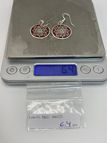 Aretes de Plata Ópalo de Fuego — Diseño Azteca Taxco — foto 6