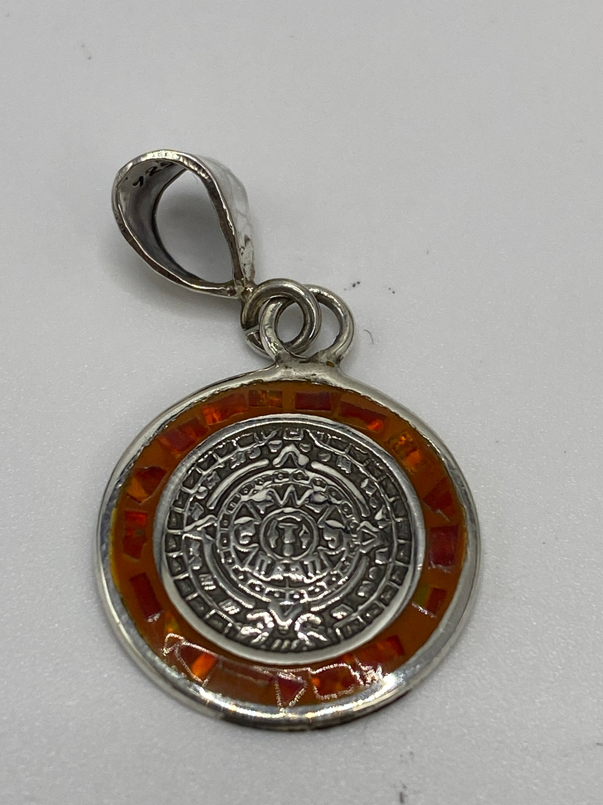 Dije Plata Calendario Azteca con Ópalo de Fuego — Taxco 925 — foto 5